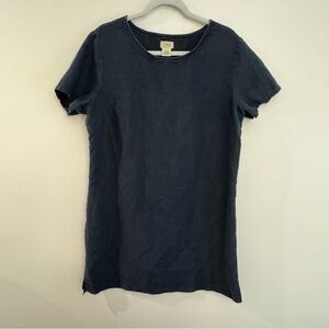 L.L. Bean Women’s 100% Linen Short Sleeve Black Lightweight Shift Dress Size 18
